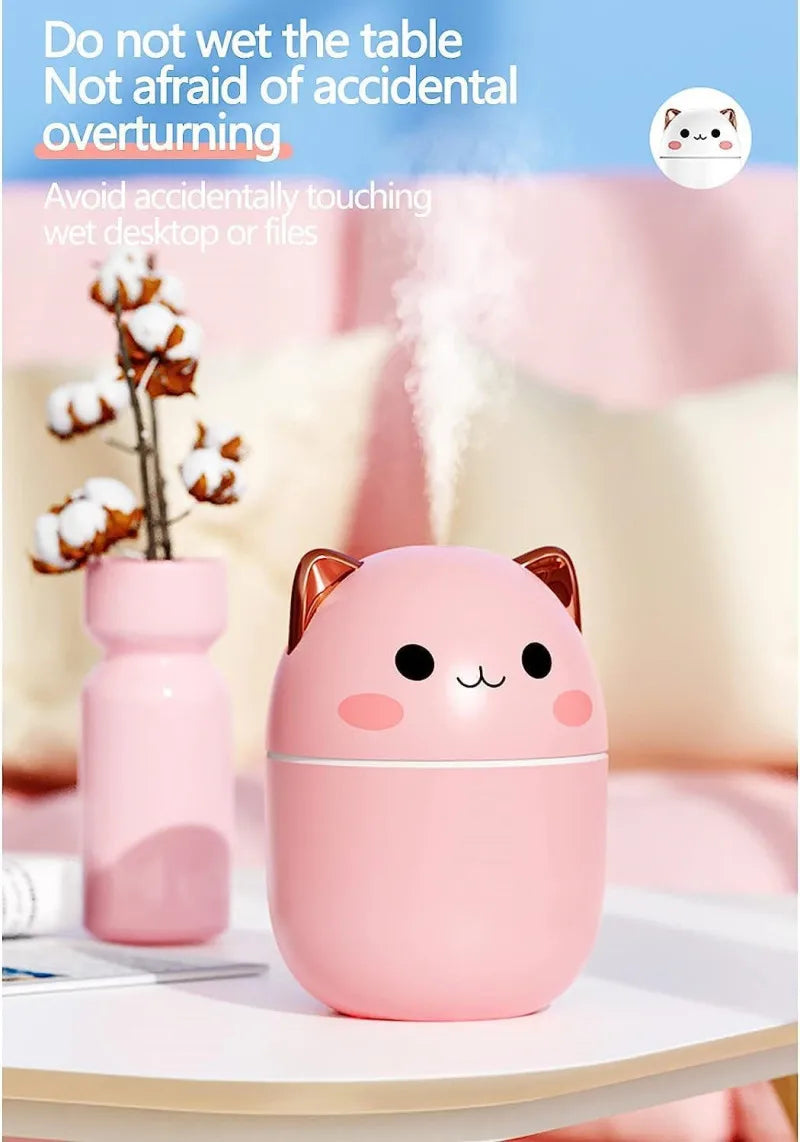 Hot Sale 250ml Cute Cat Air Humidifier Diffuser USB Mist Maker Mini Humidificador with Night Light
