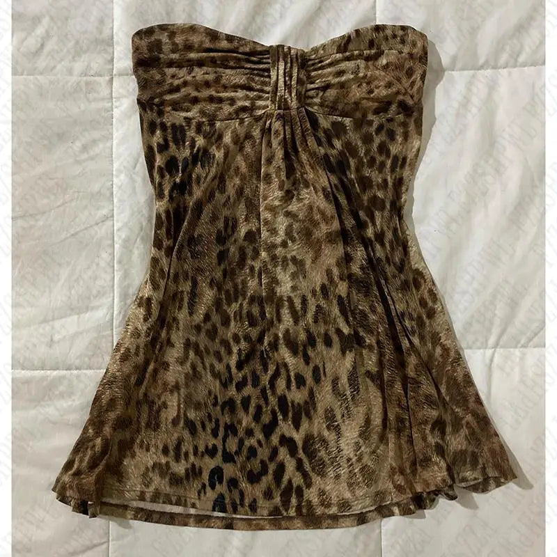 E-girl Y2k Tank Top Leopard Aesthetics Graphic Print Rock Goth Sleeveless Top Retro Hip Hop Camis Punk Streetwear Lace Crop top