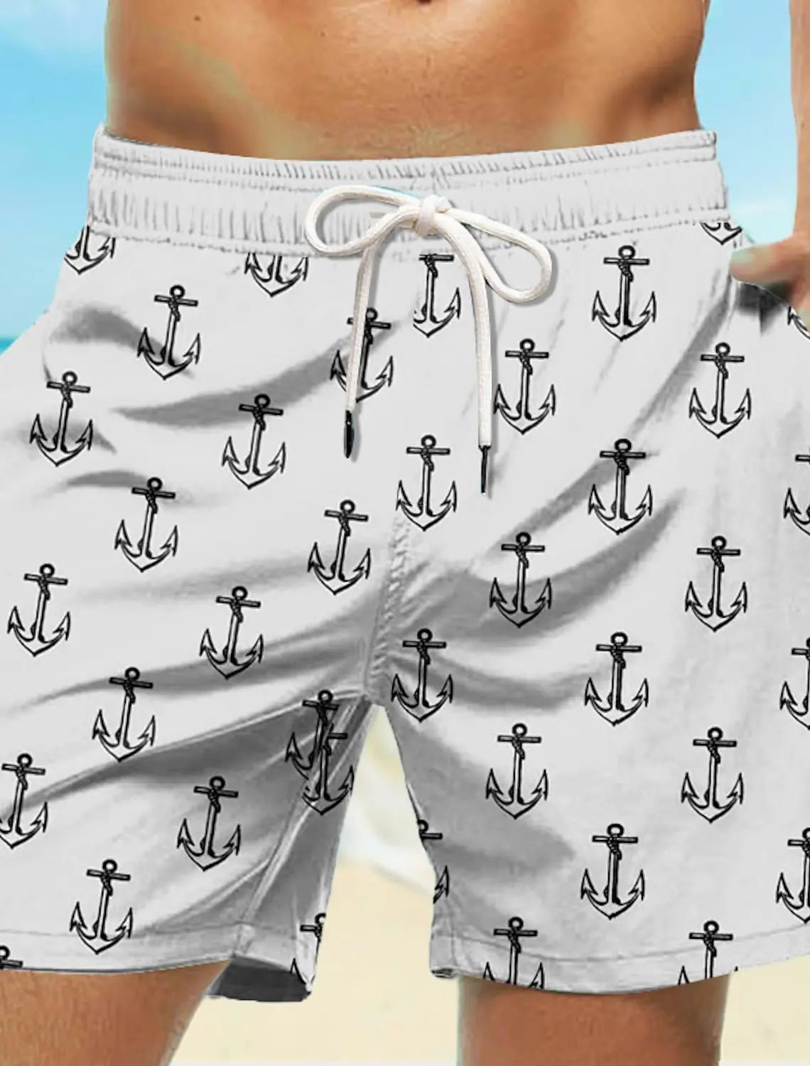 2024 New Men's Board Shorts Swim Shorts Swim Trunks Waist Anchor Quick Dry Short Holiday Beach Hawaiian Casual Micro-elastic