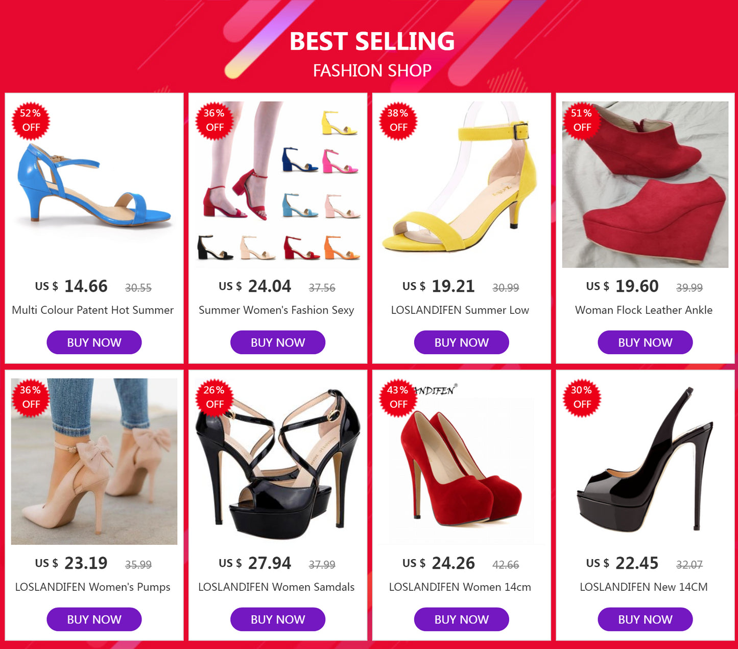 LOSLANDIFEN Summer Low Heels Ankle Strap Sandal Open Toes Sexy High Wedding Party Shoes Plus Size Women Sandals 105-2VE