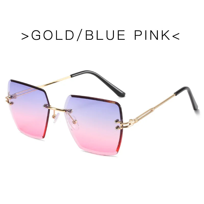 2024 Trendy Polygonal Gradient Men Sunglasses New Frameless Cut Edge Sunglasses for Women Sunscreen and Shading Sunglasses