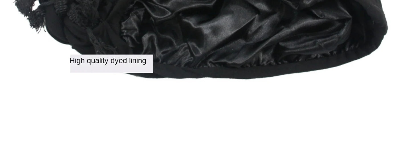 Men Hat Punk Burr Trim Twisted Tail Fringe Cotton Bandana Hat Hop Turban Hats Head Wrap Beanie Cap Solid Color Docker Hat 2024