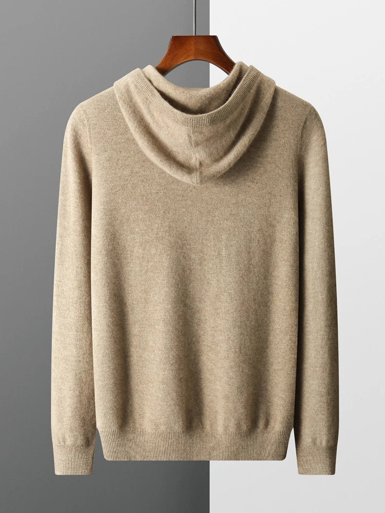 High Quality Men's Hoodies Spring Autumn Pullover Sweater Smart Casual 100% Merino Wool Knitwear Comfort Korean Popular Clothes