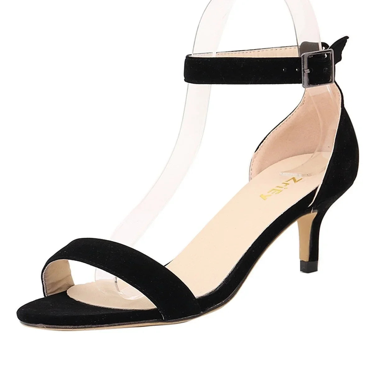 LOSLANDIFEN Summer Low Heels Ankle Strap Sandal Open Toes Sexy High Wedding Party Shoes Plus Size Women Sandals 105-2VE