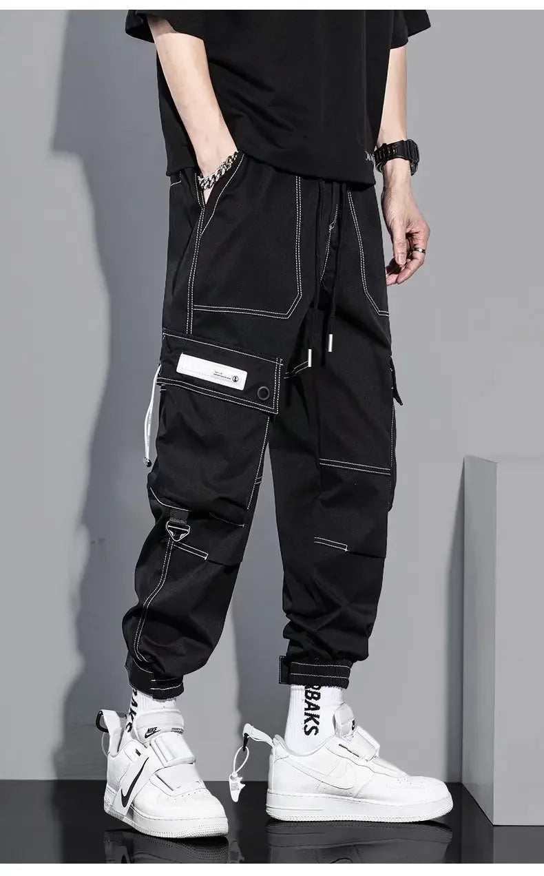 Spring Summer Korean Style Trendy Casual Men's Pants Loose Fit Work Trousers Versatile Pocket Long Leg Pants