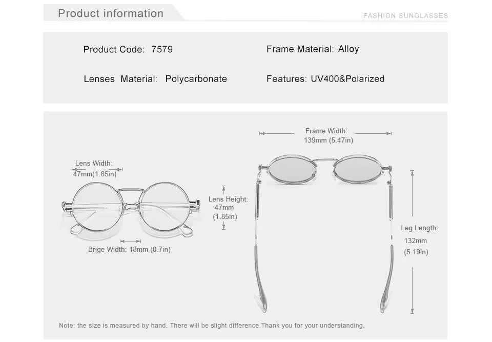 KINGSEVEN 2025 Trend Round Sun Glasses Polarized Men Sunglasses UV400 Gothic Steampunk Style Male Anti-Glare Mirror Lens