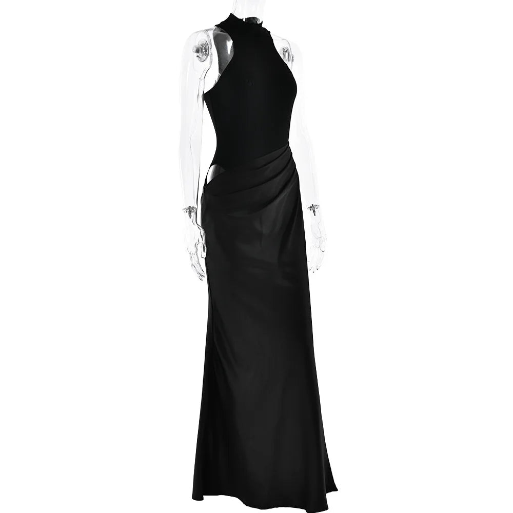 Mozision Women Sexy Party Club Evening Bodycon Sleeveless Long Dress Backless Soild Color Elegant Summer Dress