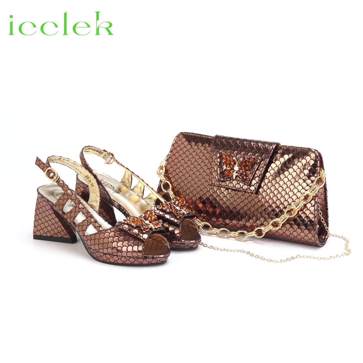 Royal Blue 2024 New Fashionable Summer Hollow Pattern Design Comfortble Heesl Sandal with Bag Set For Wpmen Party