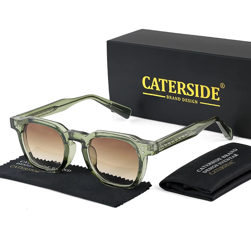 CATERSIDE Retro Square Men Sunglasses Punk Small Frame Personalized Design Sun Glasses Women Travel Party Business Festival Gift