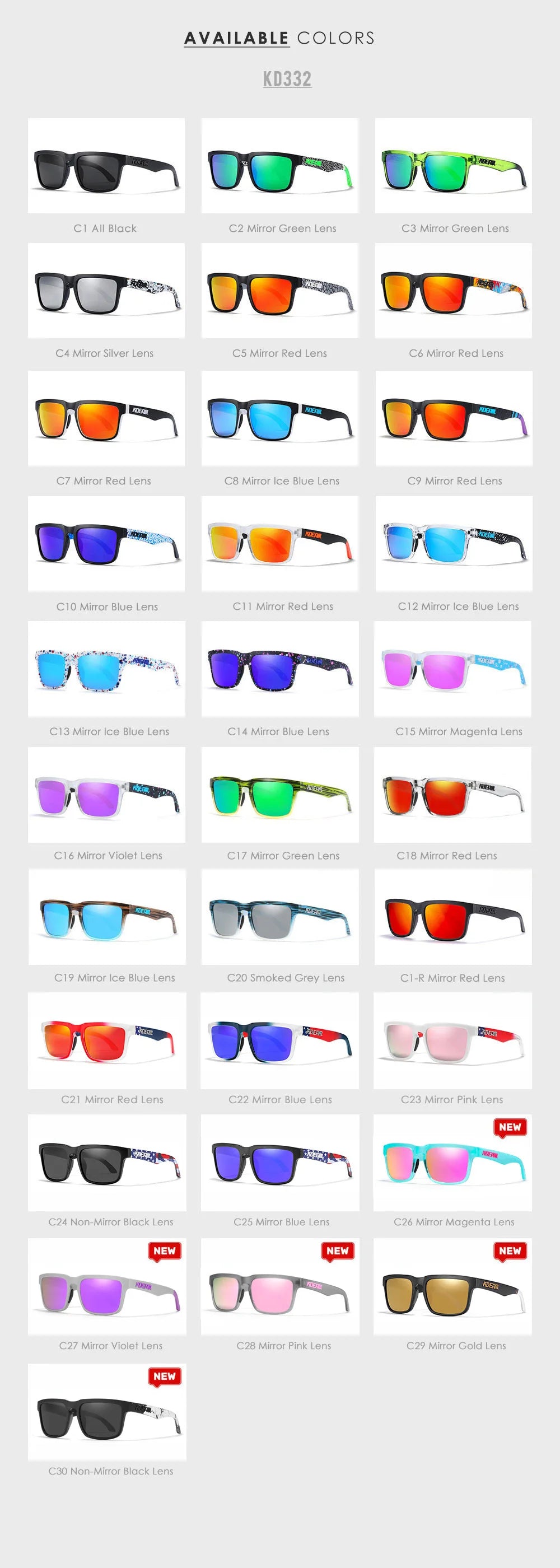 KDEAM Brand Hot Selling Square Polarized Men Sunglasses Brief And Fashion Design Leisure Women Shades Fishing Driving Glasses
