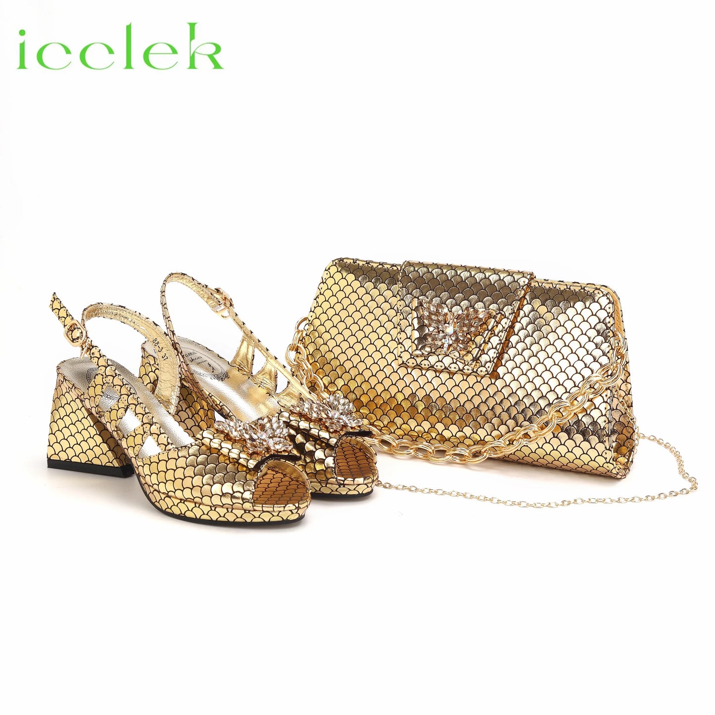 Royal Blue 2024 New Fashionable Summer Hollow Pattern Design Comfortble Heesl Sandal with Bag Set For Wpmen Party