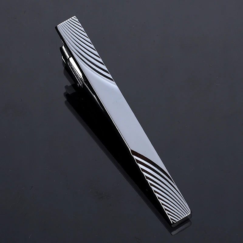 New Metal Gold Color Tie Clip With Chain For Men Wedding Necktie Tie Clasp Clip Gentleman Ties Bar Tie Pin For Men's Accessories