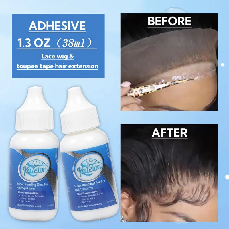 Lace Front Wig Glue Extra Hold Waterproof 38ml Super Bonding Adhesive Glue For Wig Cap 1Pcs Hair Glue Hair Styling Tools 1.3Oz