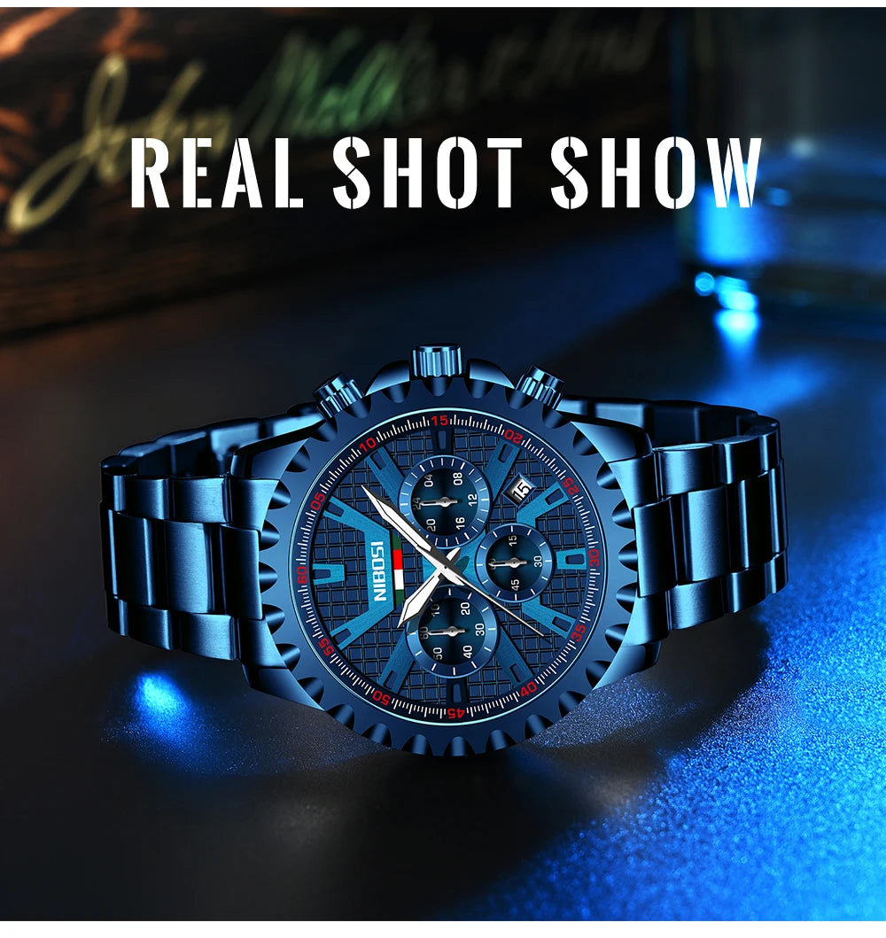 NIBOSI Men Watches Stainless Steel Top Luxury Fashion Business Wristwatch Waterproof Luminous Quartz Watches Relogio Masculino