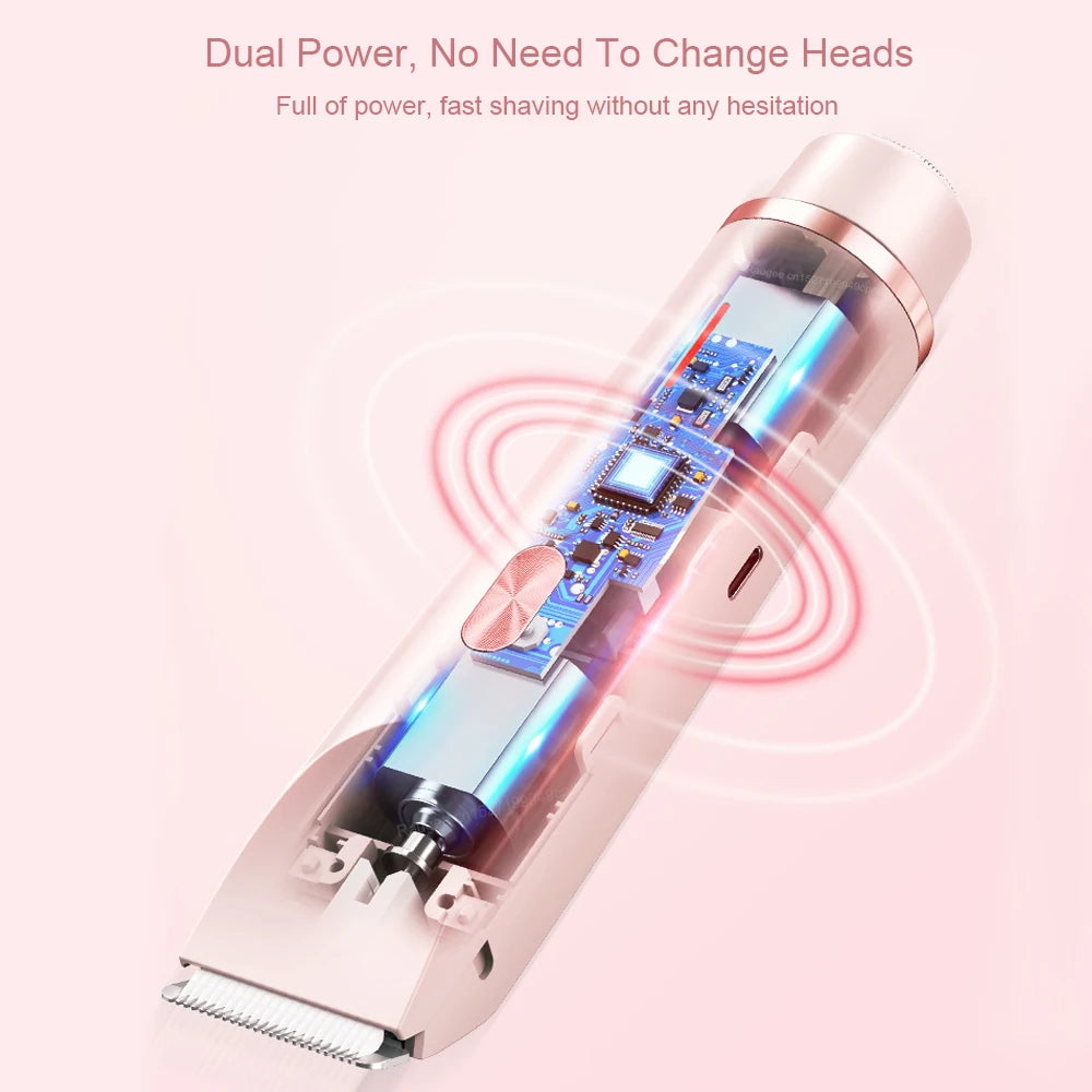 Facial Hair Epilator Electric Double Headed Women Shaver for Bikini Underarm Leg Arm Body Hair Removal 2 in 1 Women Epilator