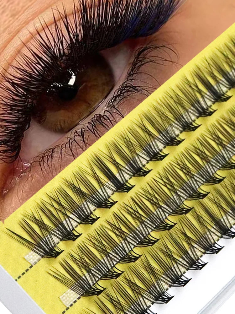 New 20D L-type Cluster Eyelash Natural Eyelashes Extension 1box/60 Bundle 3D Russian Indiviual Lashes DIY Makeup Tools Wholesale