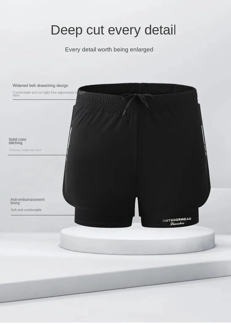 Men's Aloe Pants Athletic Shorts Two-Layer Swim Trunks: Quick-Drying, Stylish & Comfortably Fit for Beach, Pool & Hot Spring