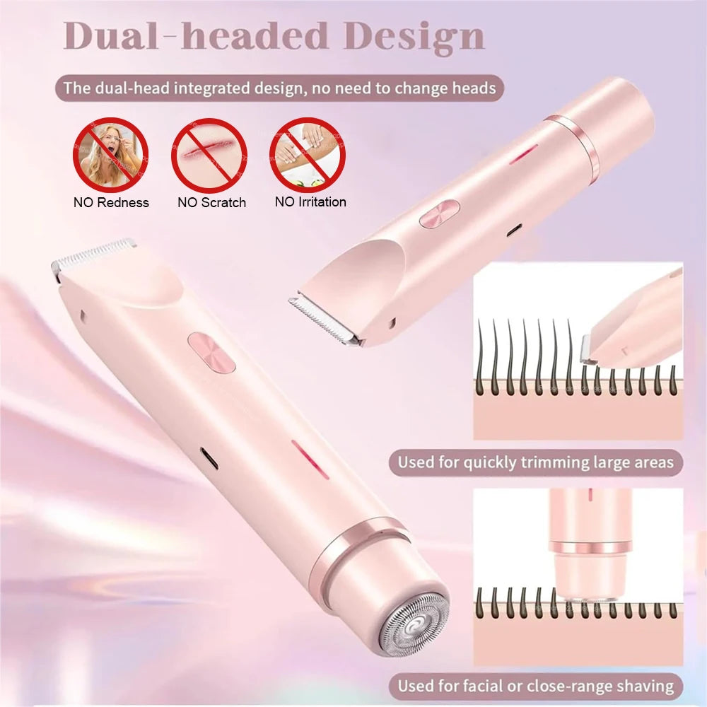 Facial Hair Epilator Electric Double Headed Women Shaver for Bikini Underarm Leg Arm Body Hair Removal 2 in 1 Women Epilator