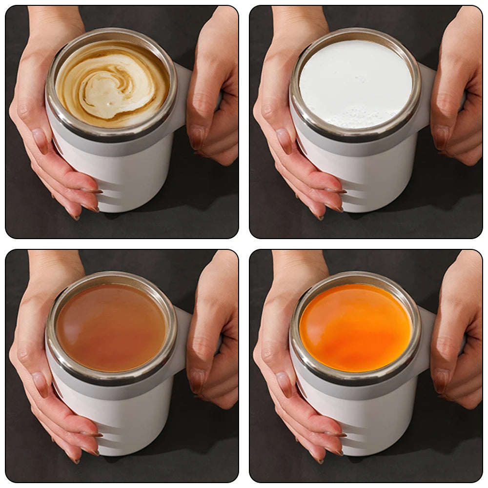 1pcs Automatic Self Stirring Magnetic Mug Stainless Steel Temperature Difference Coffee Mixing Cup Blender Mixer Thermal Cup