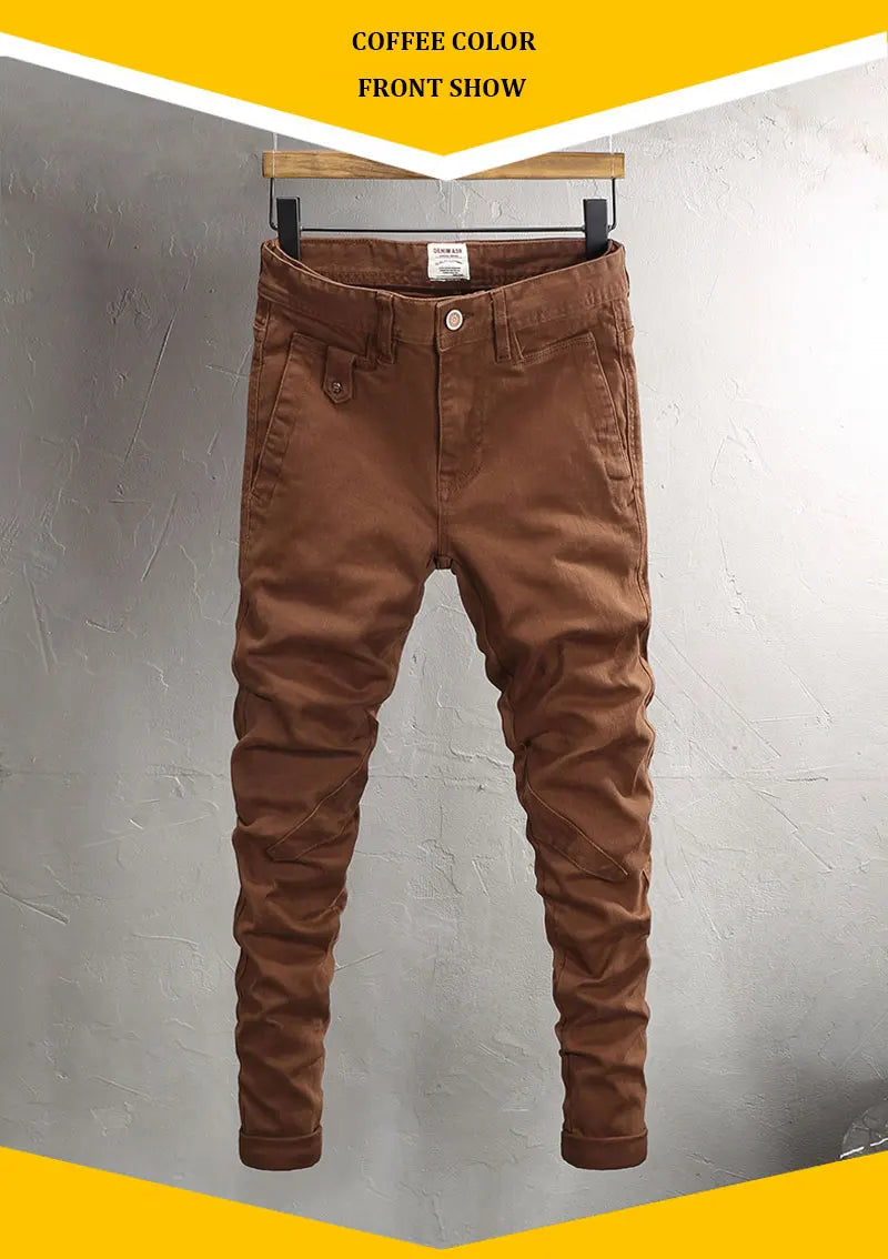 Fashion Vintage Men Jeans Camo Trousers Elastic Slim Fit Hip Hop Jeans Men Spliced Designer Casual Denim Pants