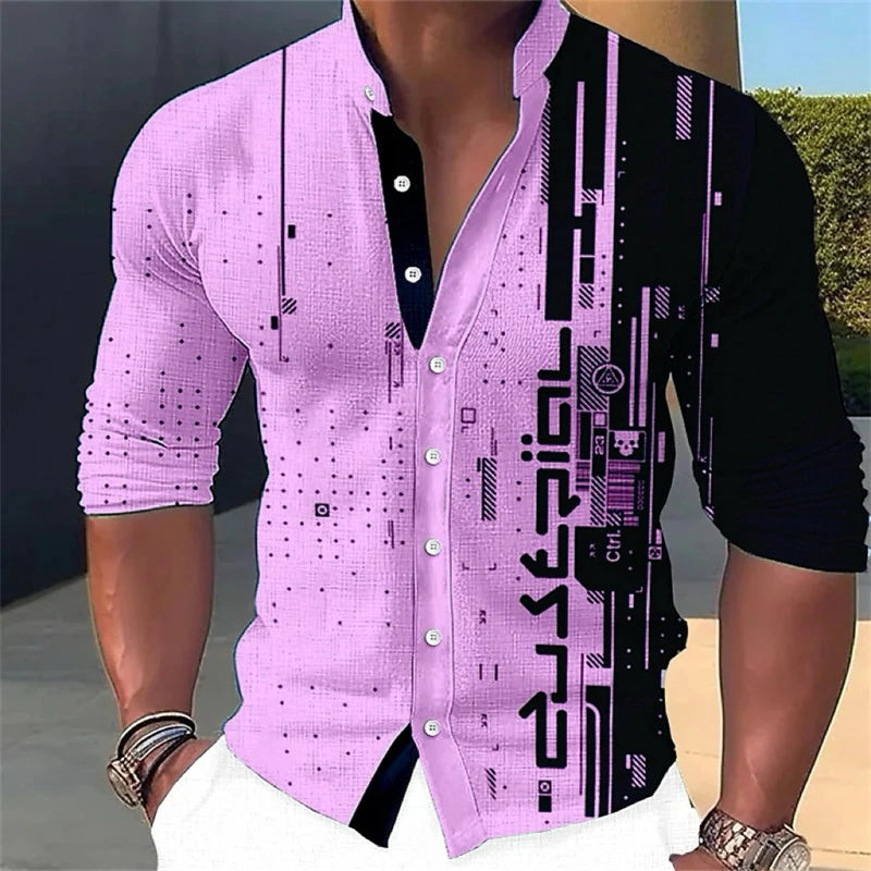 Men's shirt tie shirt 3D printing pattern clothing daily shopping fashion leisure designer stands up to large size 6xl