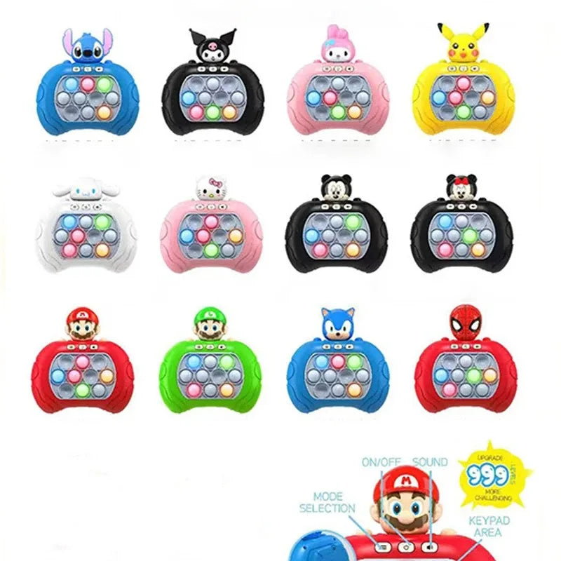 New Sanrio Stitch Quick Push Bubbles Game Machine Kids Fun Whac-A-Mole Squeezing Anti Stress Sensory Bubble Fidget Toy Gifts
