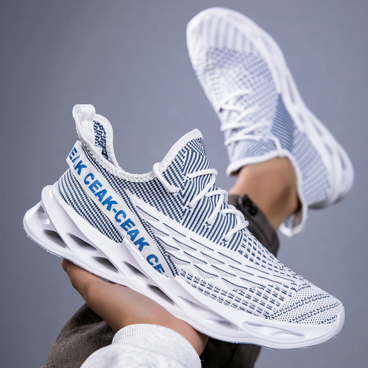 YRZL Sneakers Men Mesh Breathable Running Sport Shoes Man Light Soft Thick Sole Hole Mens Shoes Athletic Sneakers for Men