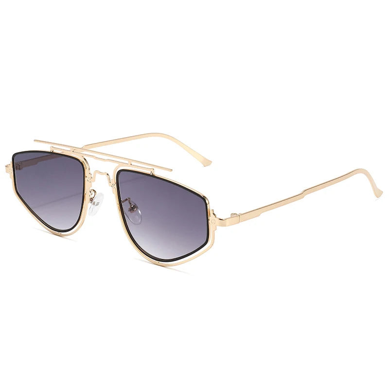 SHAUNA Retro Double Bridges Cat Eye Metal Frame Men Sunglasses Fashion Gradient Mirror Shades UV400 Women Outdoor Sun Glasses
