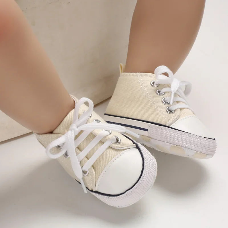 New Baby Canvas Sneaker For Newborn Sport Shoes For Baby Boys Girls Infant Toddler Soft Bottom Anti-slip First Walkers 0-18 M