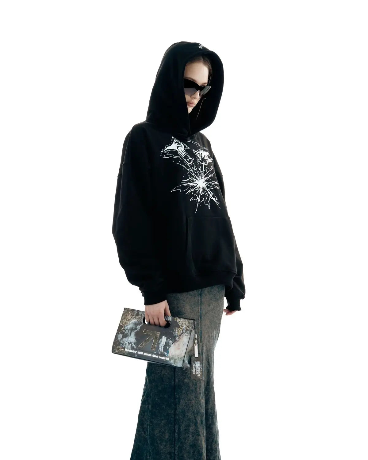 Punk Lyrical Print Clothing Oversized Hip Hop Pullover Streetwear Men's Hoodies Harajuku Fashion Tops Goth Hooded Sweatshirt Y2K