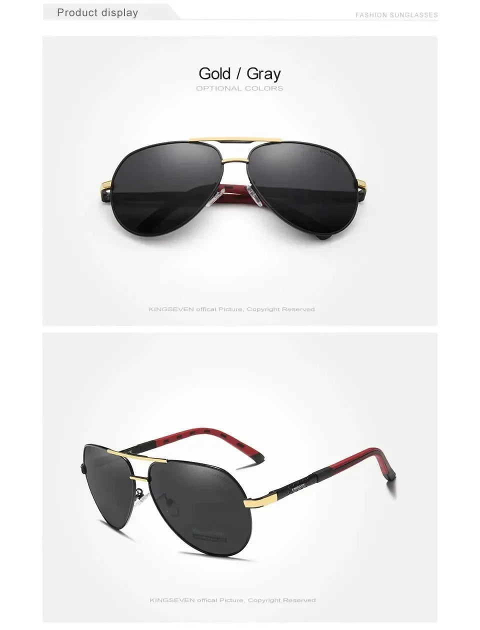 KINGSEVEN Brand Classic Pilot Men Sunglasses Polarized UV400 Lens Luxury Retro Driving Glasses Women Large Frame Causal Eyewear