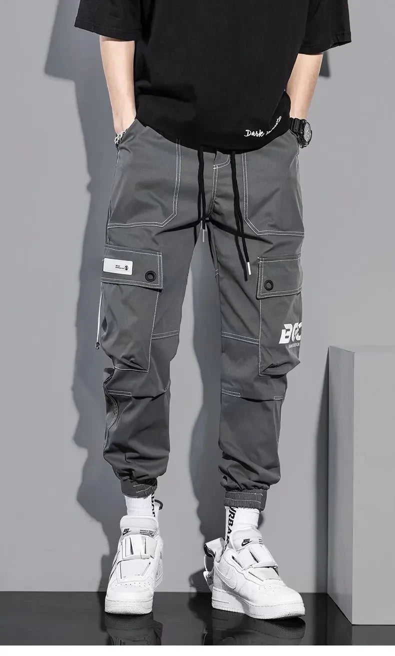 Spring Summer Korean Style Trendy Casual Men's Pants Loose Fit Work Trousers Versatile Pocket Long Leg Pants