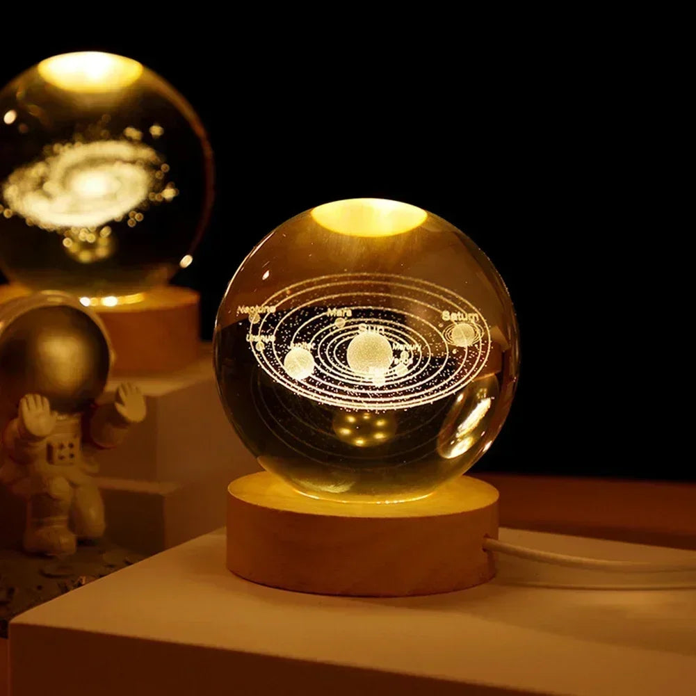 6CM 3D Crystal Ball Lamp With Galaxy And Planetary Projection USB Night Light For Bedroom Decor Plasma Ball Gift