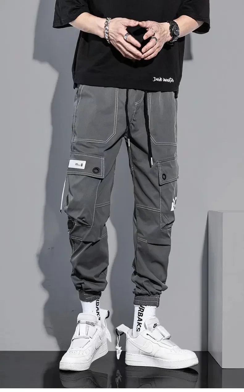 Spring Summer Korean Style Trendy Casual Men's Pants Loose Fit Work Trousers Versatile Pocket Long Leg Pants
