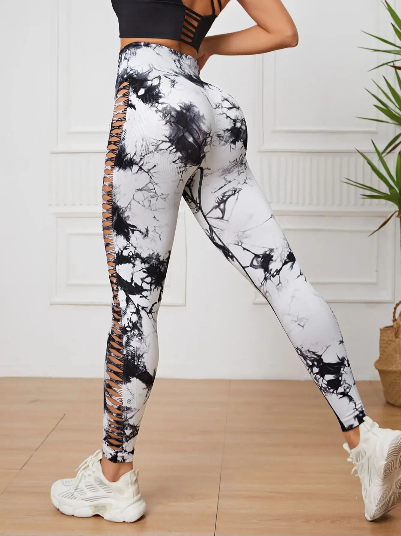 Cycling Sport Leggings Side mesh design yoga Pants Butt Lifting Tie dye Tights High Waist no awkward lines Slim Fitness pants