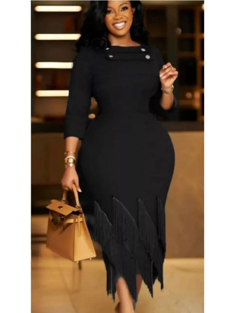 Elegant Tassel Celebrity Formal Long Dress with Lace Up Backless Red Christmas Slim Fit Dresses Party Club Dress Birthday Outfit