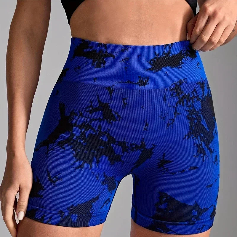 High-Waist Tie-Dye Yoga Shorts for Women-Seamless,Stretchy Activewear Womens Shorts Biker Shorts Sexy Girl Y2k Shorts Gym Shorts