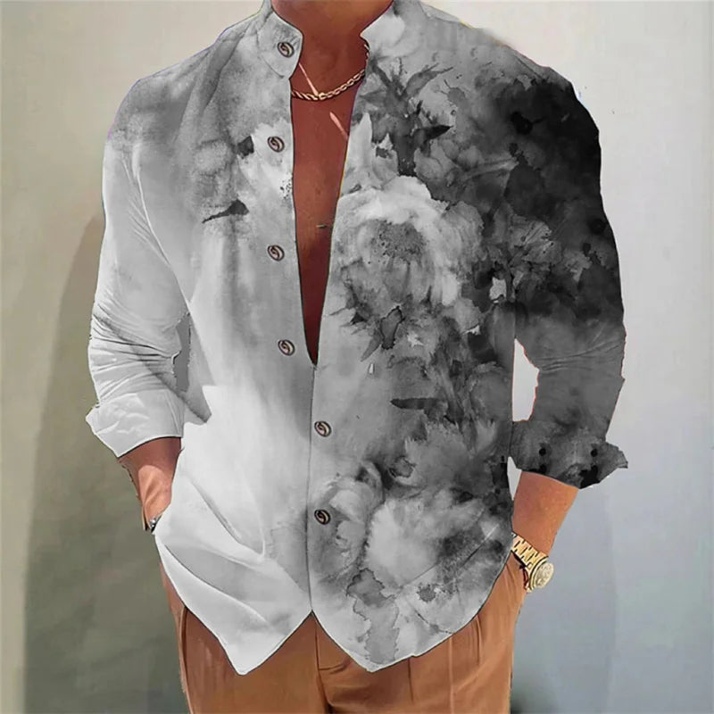 Men's shirt long-sleeved colorful fashion cardigan shirt Hawaiian 3D printed shirt XS-6XL super large size shirt soft fabric