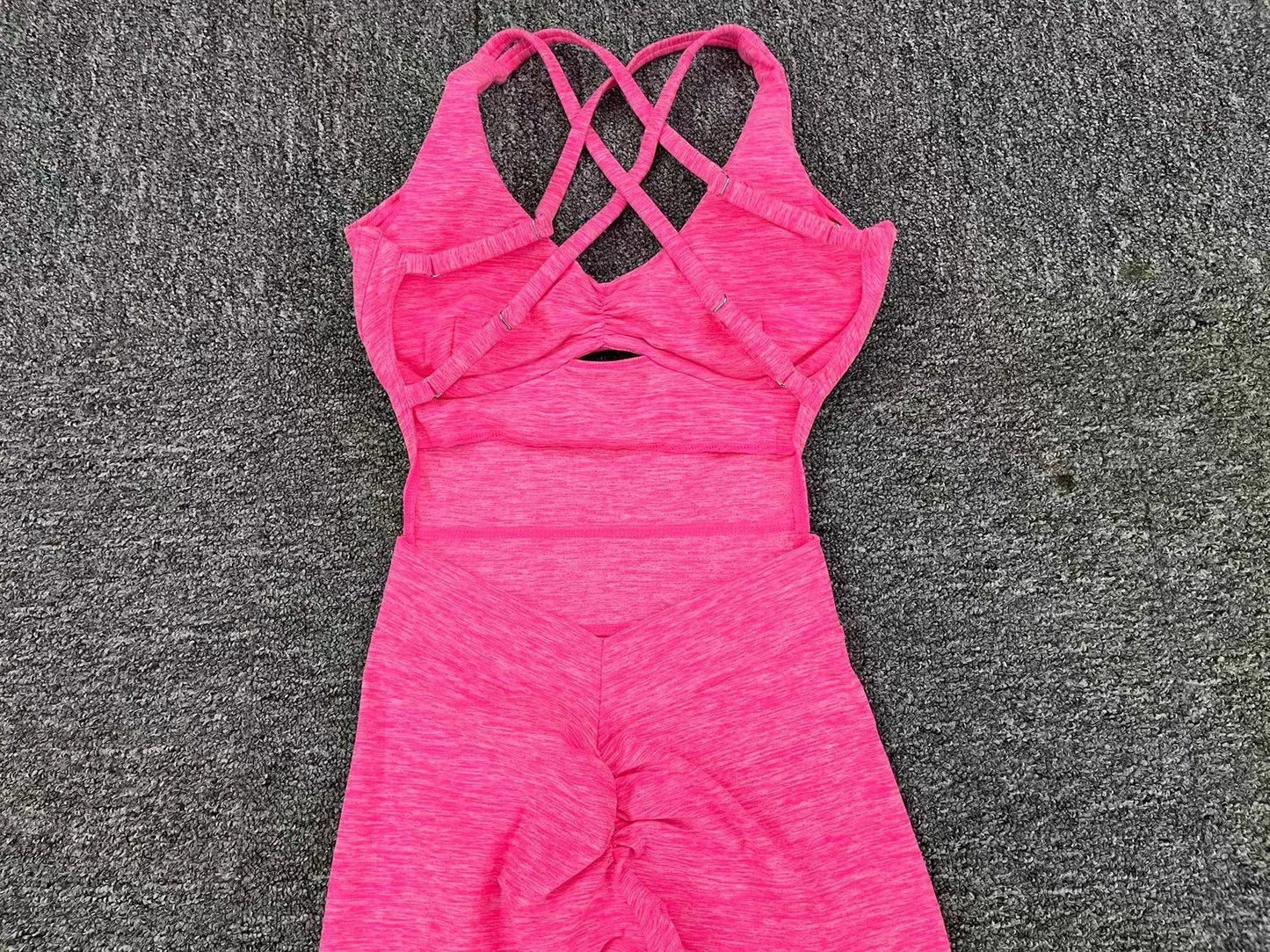Sexy Cross Backless Scrunch Sport Jumpsuits Monkeys Women Sportswear One Piece Gym Yoga Workout Clothing Female Fitness Overalls