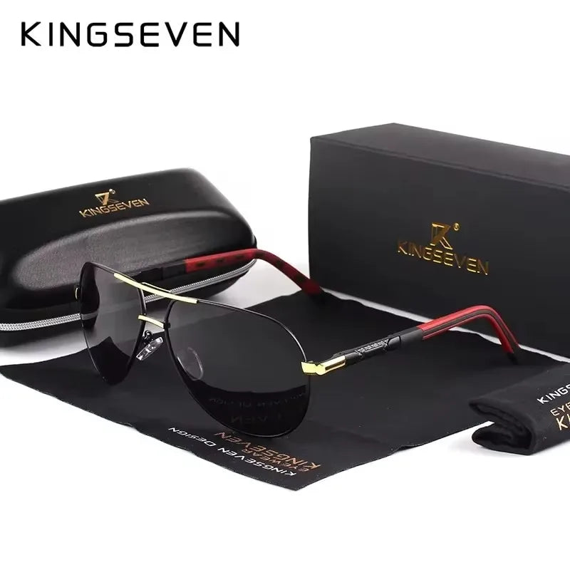 KINGSEVEN Brand Classic Pilot Men Sunglasses Polarized UV400 Lens Luxury Retro Driving Glasses Women Large Frame Causal Eyewear