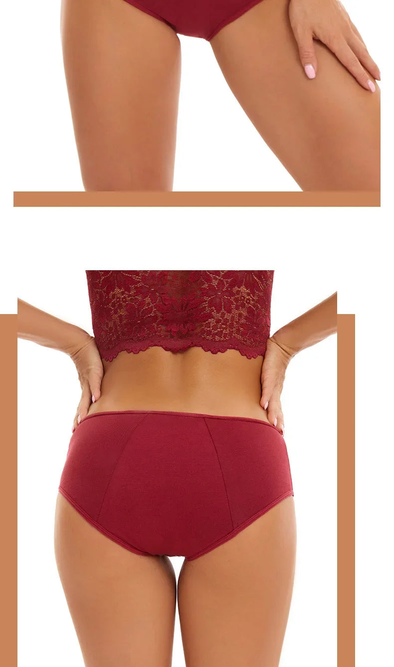 Women Menstrual Panties Leak Proof Briefs Solid Plus Size Cotton Panties Lingerie Absorbency Comfortable Physiological Underwear