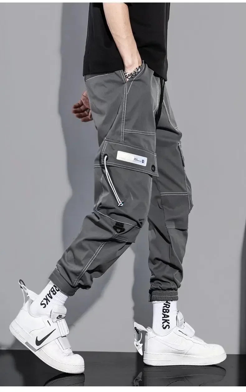 Spring Summer Korean Style Trendy Casual Men's Pants Loose Fit Work Trousers Versatile Pocket Long Leg Pants