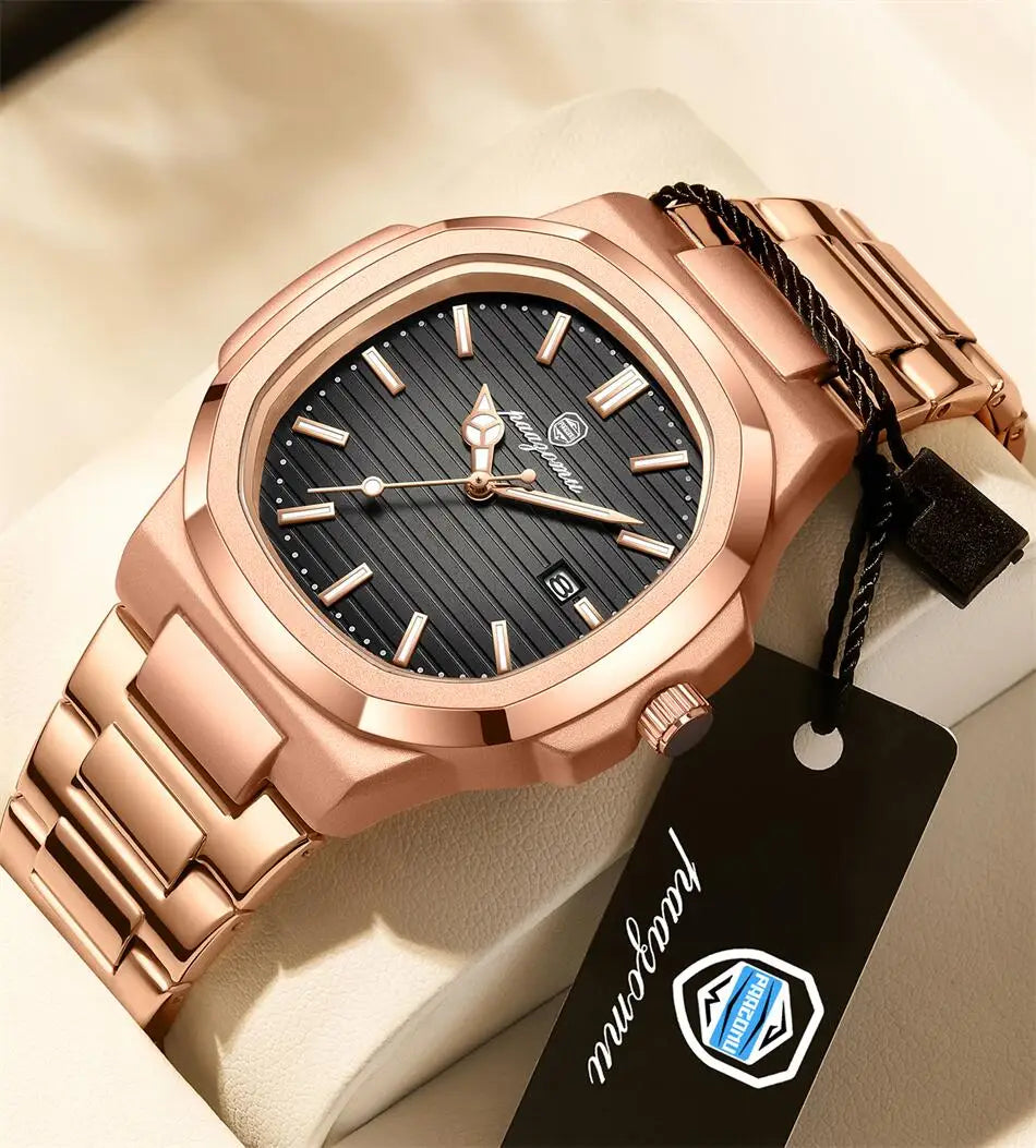 PAAZOMU Luxury Watch 2025 New Business Waterproof Male Clock Luminous Date Stainless Steel Square Quartz Men Watch reloj hombre