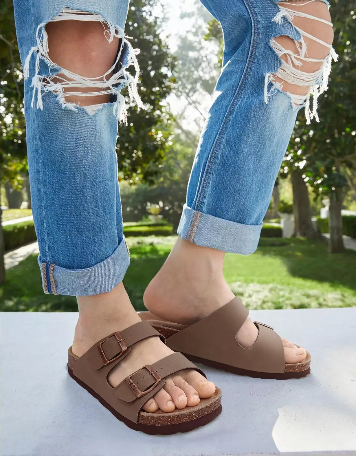 Litfun Fashion Clogs Sandals For Men Woen Summer Cork Footbed Outdoor Beach Slippers Orthopetic Mules Sandal With Arch Support