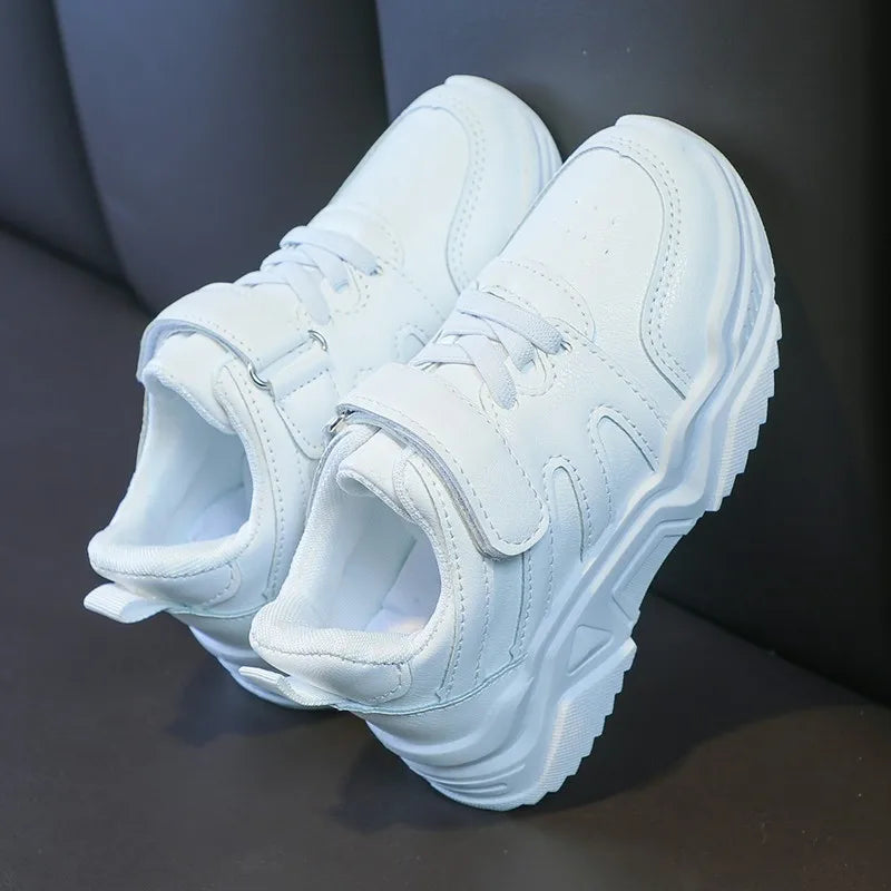 Spring Kids White Sneakers Leisure Chunky Concise Fashion Boys Girls Sport Shoes 26-37 Running All-match Children Trainers