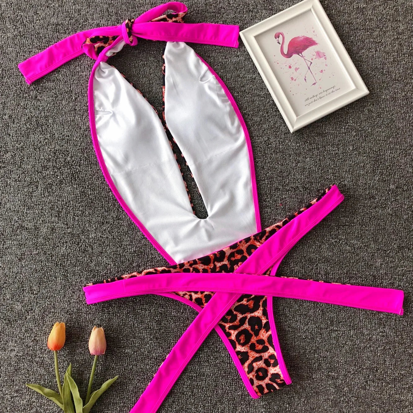 SINGREINY Fashion Halter Sexy Bikini Rompers Female Lace Up Bodycon Playsuits Women Vacation Style Beach Leopard Swimsuits