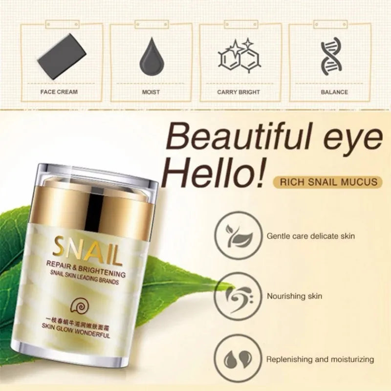 Snail Face Cream 24K Gold Snail Serum Improve Dry Rough Skin Anti-Wrinkle Whitening Moisturizing Facial Essence Skin Care