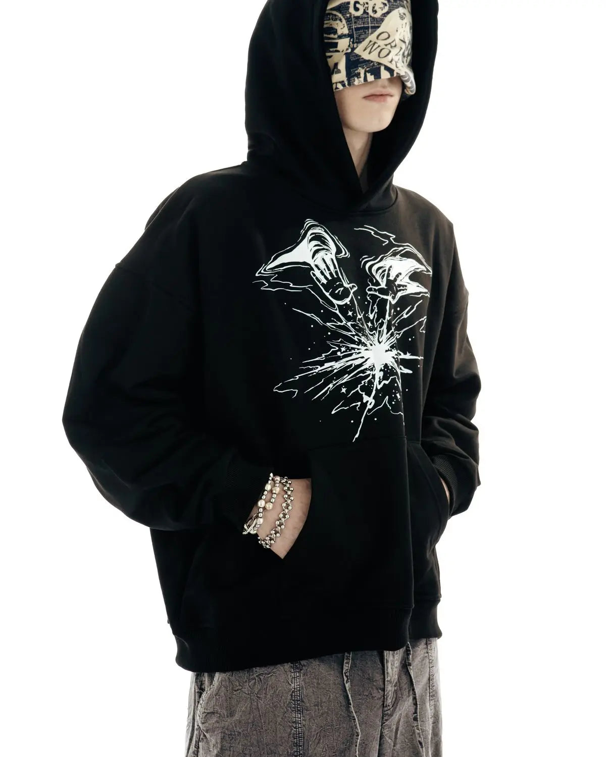 Punk Lyrical Print Clothing Oversized Hip Hop Pullover Streetwear Men's Hoodies Harajuku Fashion Tops Goth Hooded Sweatshirt Y2K