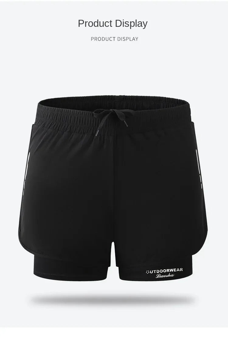 Men's Aloe Pants Athletic Shorts Two-Layer Swim Trunks: Quick-Drying, Stylish & Comfortably Fit for Beach, Pool & Hot Spring