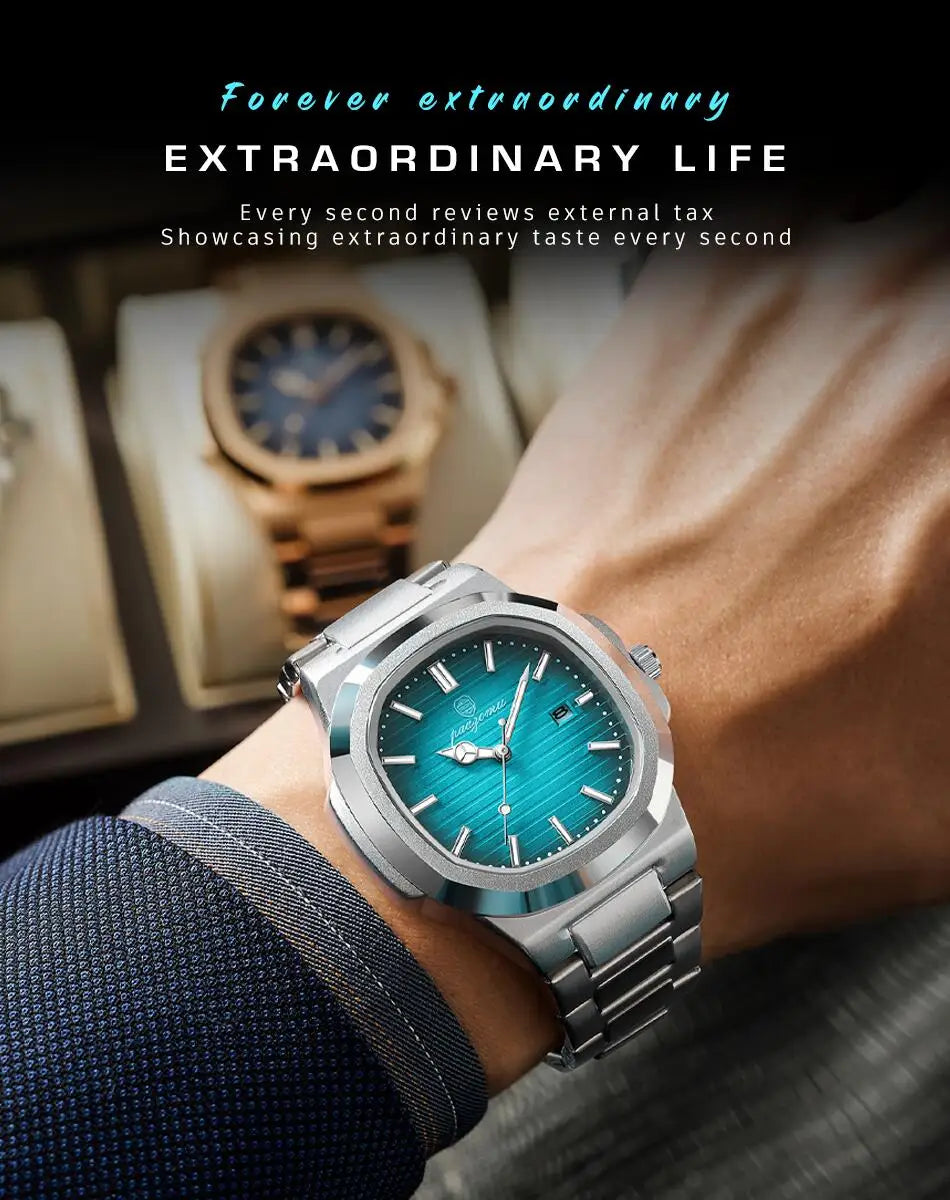 PAAZOMU Luxury Watch 2025 New Business Waterproof Male Clock Luminous Date Stainless Steel Square Quartz Men Watch reloj hombre